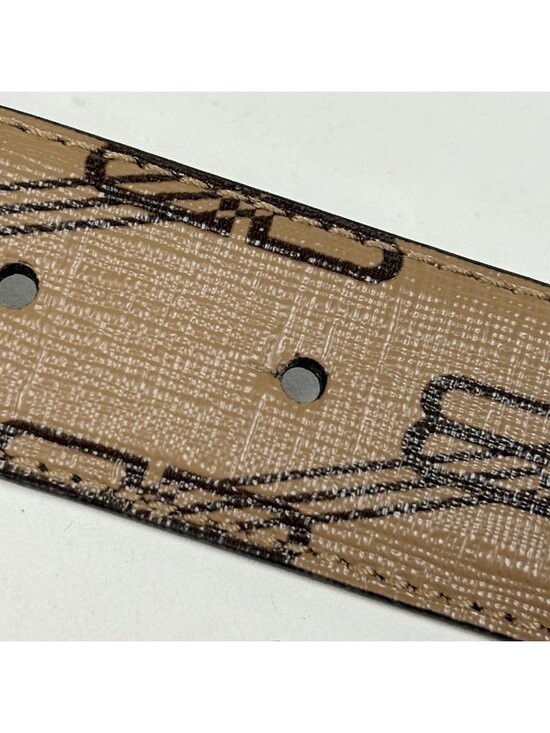 Balenciaga Logo Slim Belt Reversible Leather Beige